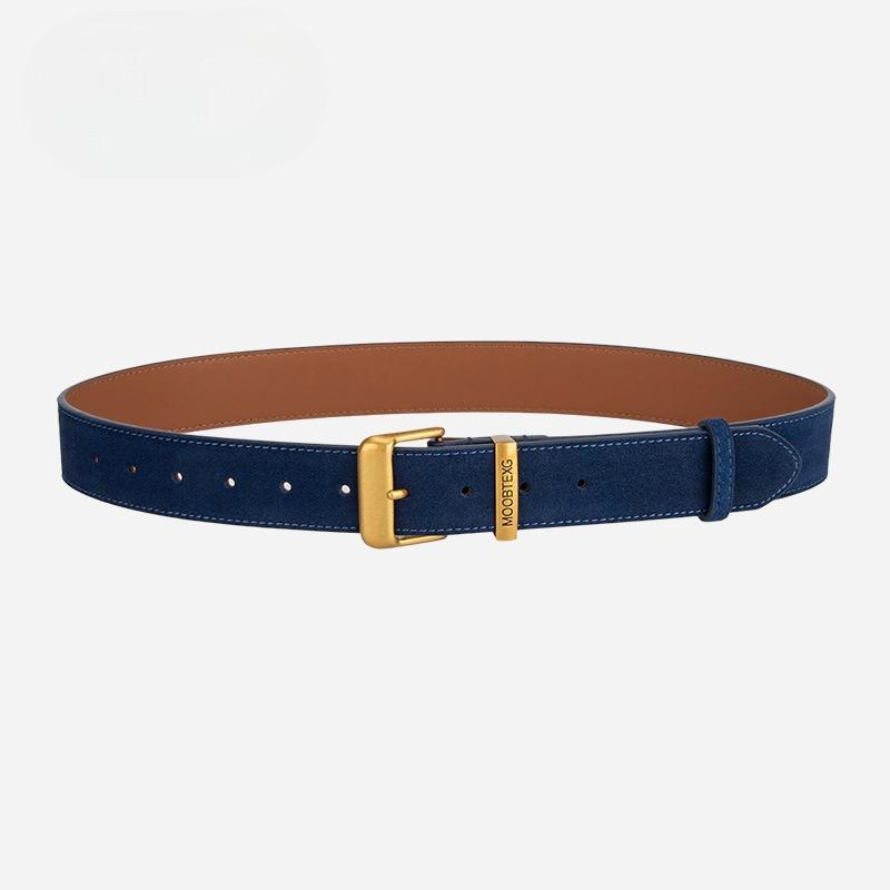 European and American Trendy Belts for Women Genuine Leather Matte Back Velvet Retro Paired with Jeans Commuting Decorative Belts for Women