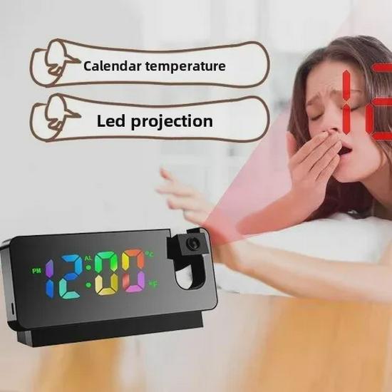 Smart LED Projection Alarm Clock with Temperature and Calendar