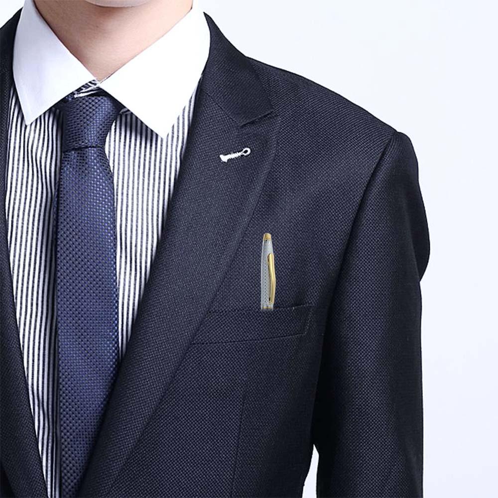 School Office Supply Golden Wist Wave Pattern Black Ink Stationery Writing Tools Metal Pen Sign Pen Ballpoint Pen Gel Pen