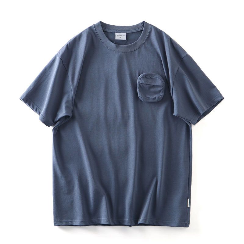 American Workwear Three-Dimensional Pocket Pure Cotton Short Sleeve T-Shirt Men's 2024 New Arrival Trendy Base Shirt Export Cotton T-shirt