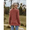 GMXIA Autumn Women's Round Neck Frosted Pit Strip Solid Color Top Long Sleeve T-shirt