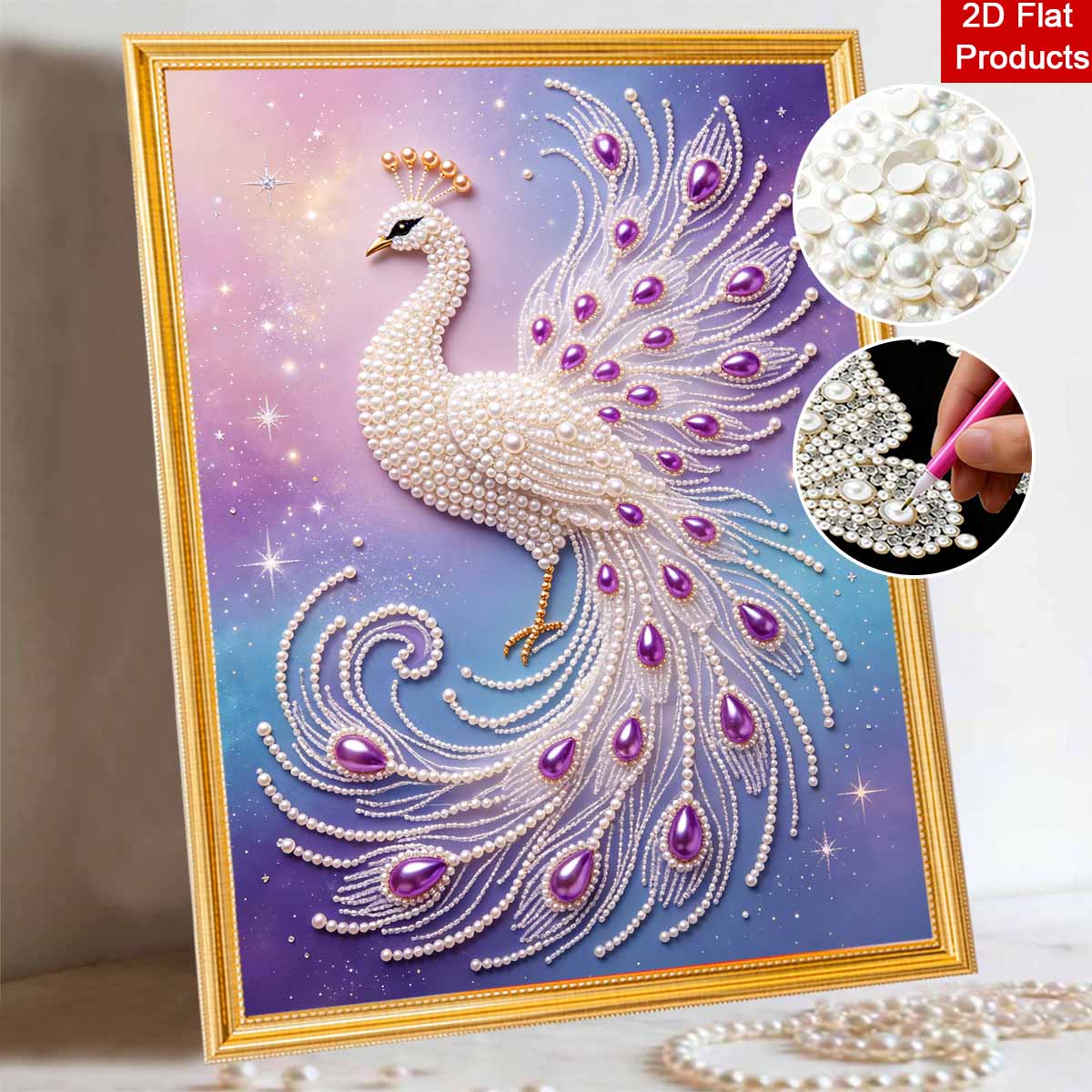 Peacock Pearl Painting DIY Handmade Pearl Painting Art Elegant Gift Home Decoration 30x40
