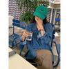 Autumn Women's Retro Denim Shirt - Casual, Slimming, Mid-Length, Long Sleeve Top
