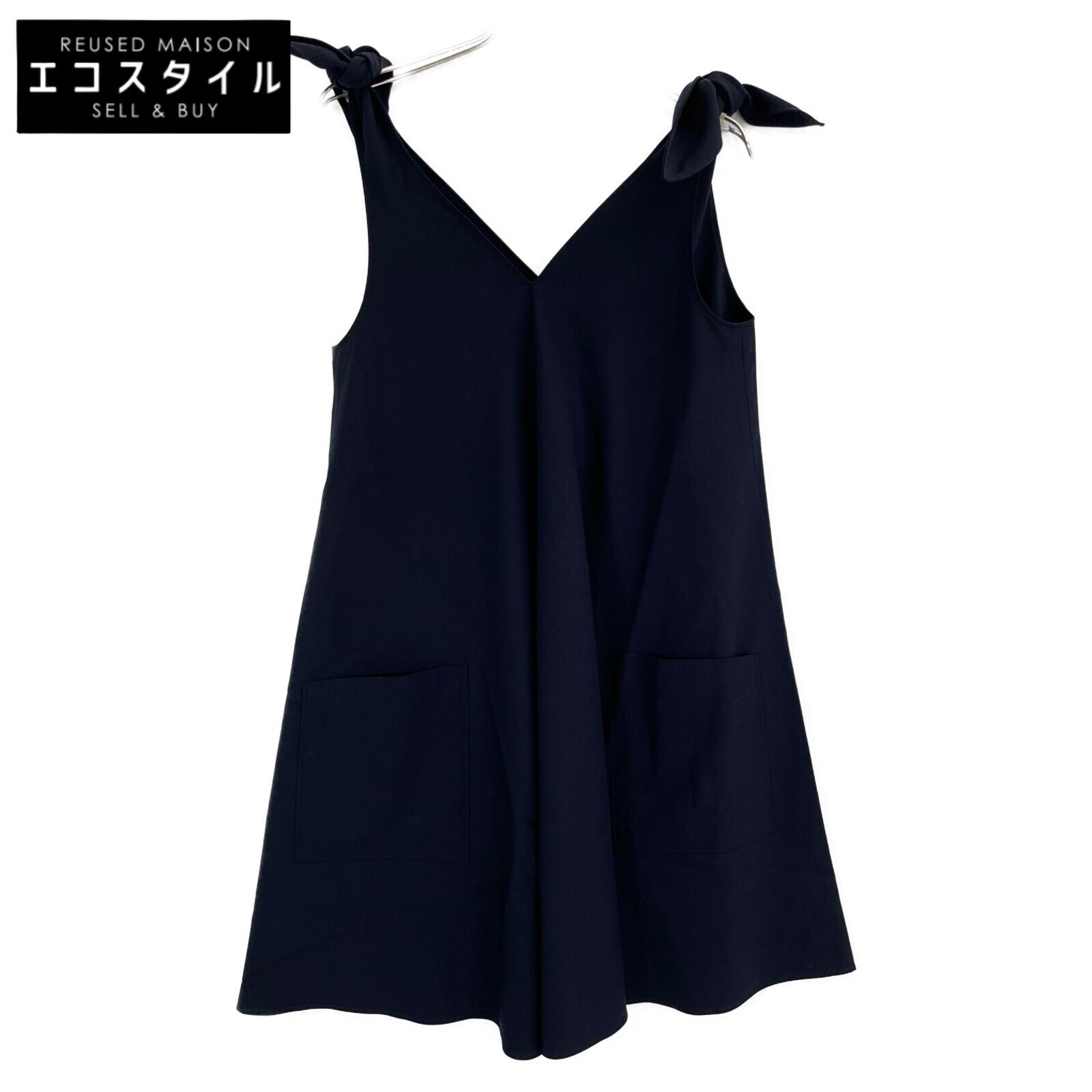 

ADEAM 36993 Navy Rayon Blend Shoulder Ribbon Double Pocket Dress dress O NavyUsed