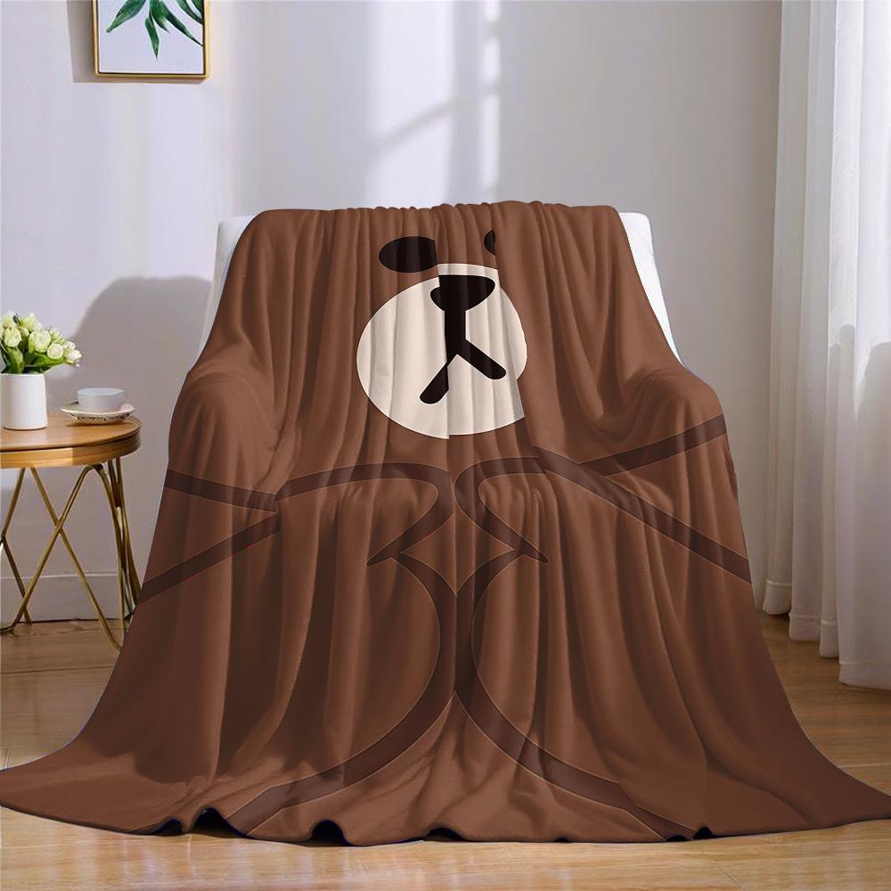 Cute Brown Bear Face Flannel Blanket Warm Soft Halloween Christmas Couch Warm Cozy Decorative Decor Gift For All Season