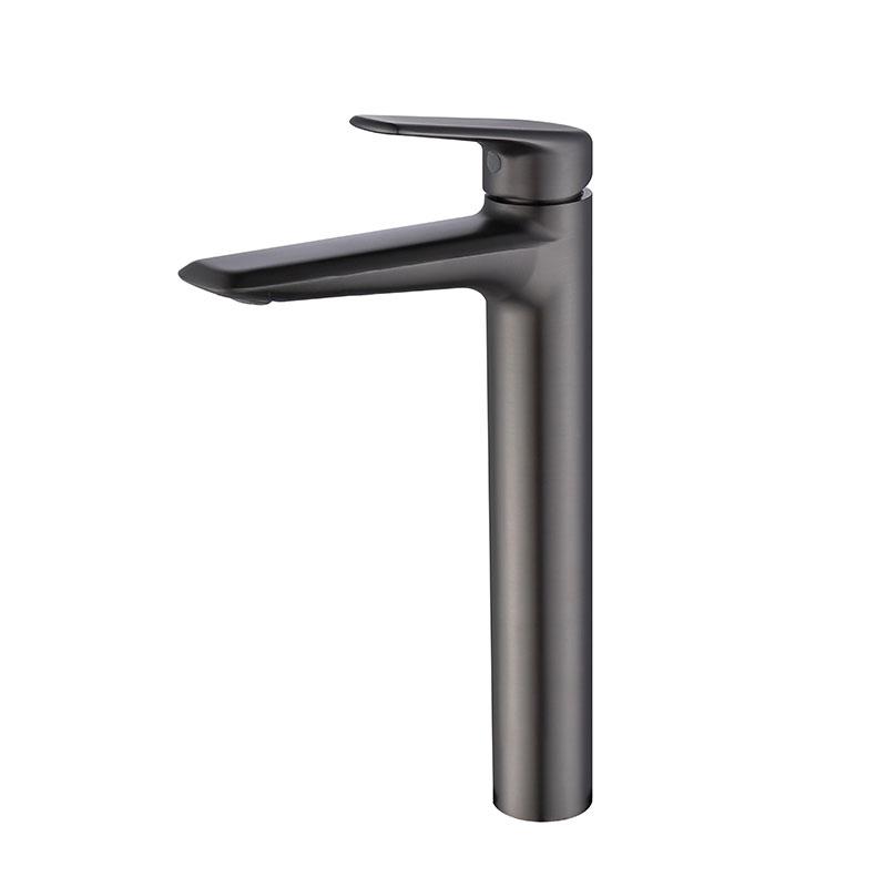 Brushed Gold/Gray Brass Bathroom Faucet Fashion Deck Mount Hot and Cold Water Mixer Basin Faucet White Single Hole Sink Tap