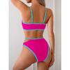 Vintage-Badeanzug für den Strandurlaub, sexy Bikini-Badeanzug für Damen, rückenfrei, Farbblock-Badeanzug mit geteilten Ärmeln, feine Nähte in verschiedenen Farben, Strandmode