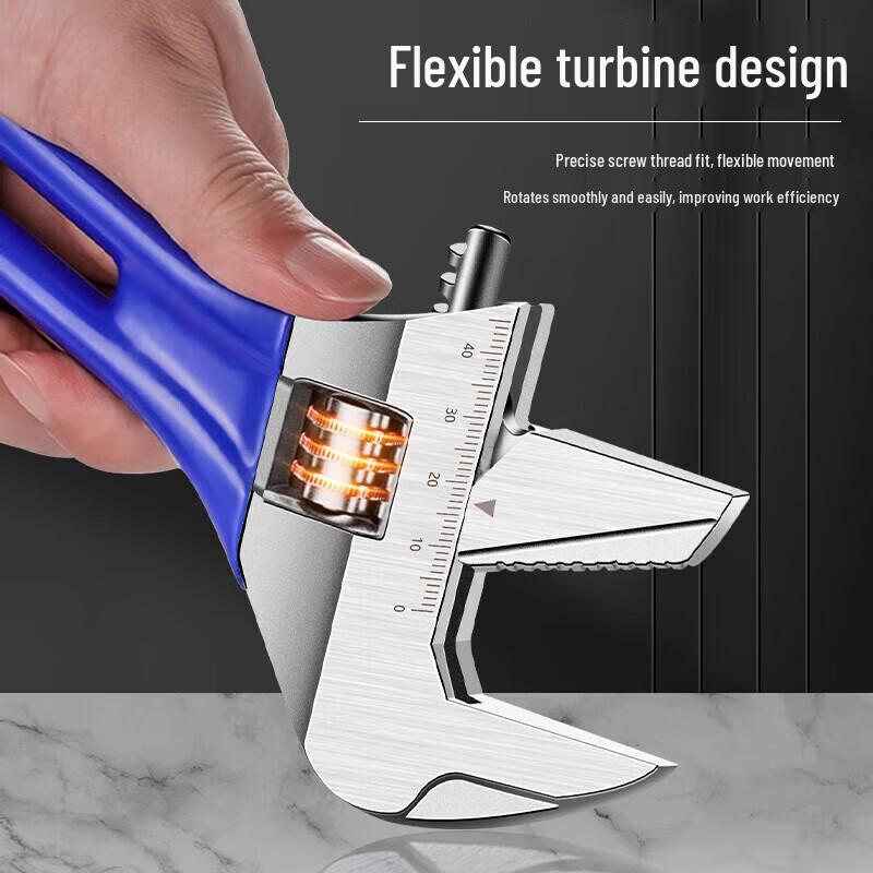 Short Handle 6-inch Toothed Large Opening Adjustable Wrench