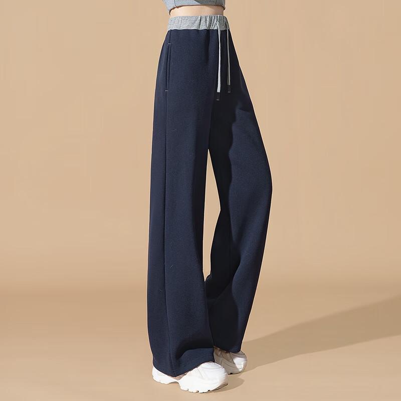 Women's Color-block Fleece Lined Wide Leg Pants