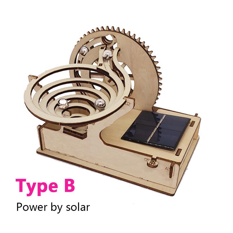 3D Wooden Puzzle DIY Assemble Mechanical Marble Run Gear Model Building Kit Steam Science Puzzles Educational Toys Gift for Kids