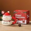Cartoon Christmas Ceramic Mug with Lid and Spoon, 400ml