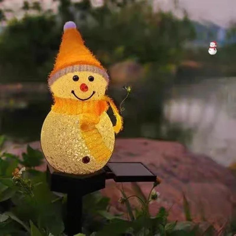 Solar Ground Lights Christmas Snowman Decoration Atmosphere Nightlight Outdoor Garden Garden EVA Rice Grain Snow Man