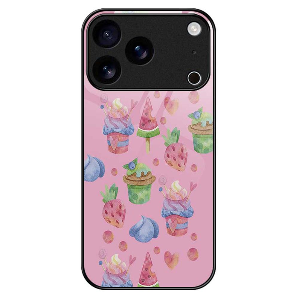 For iPhone 17 Pro Max Case TPU PC Tempered Glass Pattern Printing Anti Drop Phone Back Cover
