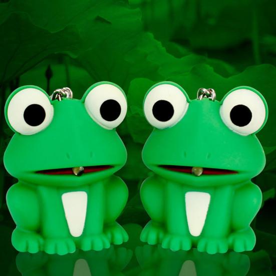 Glowing Toy Sound Effect Funny Animal Shape Built-in Battery Lovely Entertainment ABS Cartoon Frog Key Ring Gift