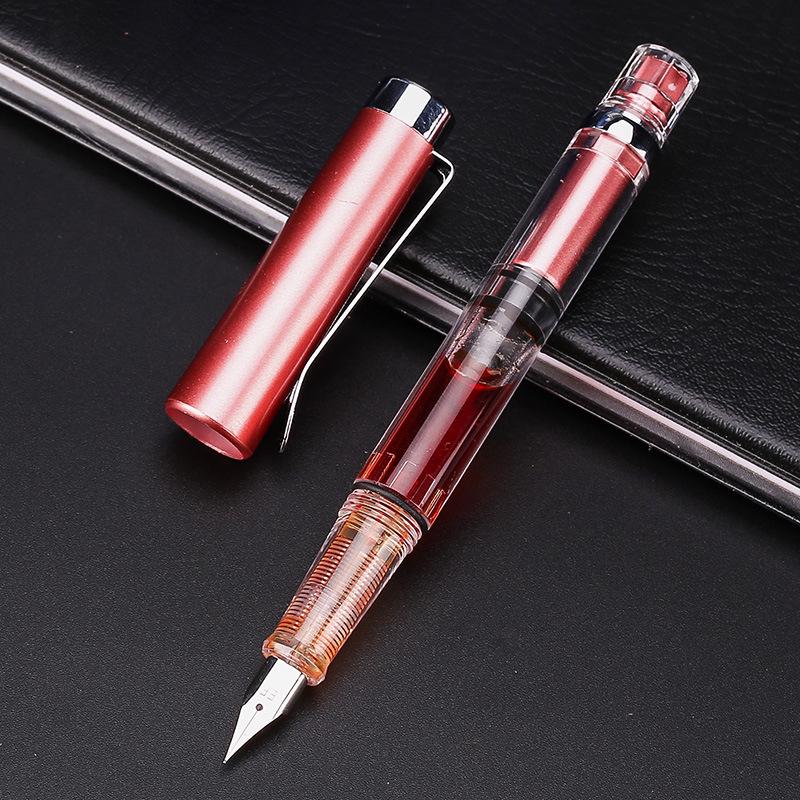 High Quality Transparent Color Piston Ink Blowing Large Capacity Ink Storage Pen Rotary Ink Blowing Piston Pen School Supplies