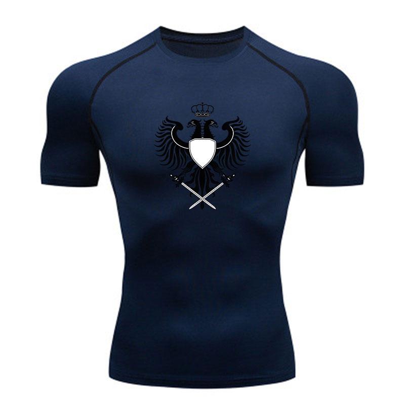 Men's Compression Fitness Sports T-Shirt, Double Headed Eagl