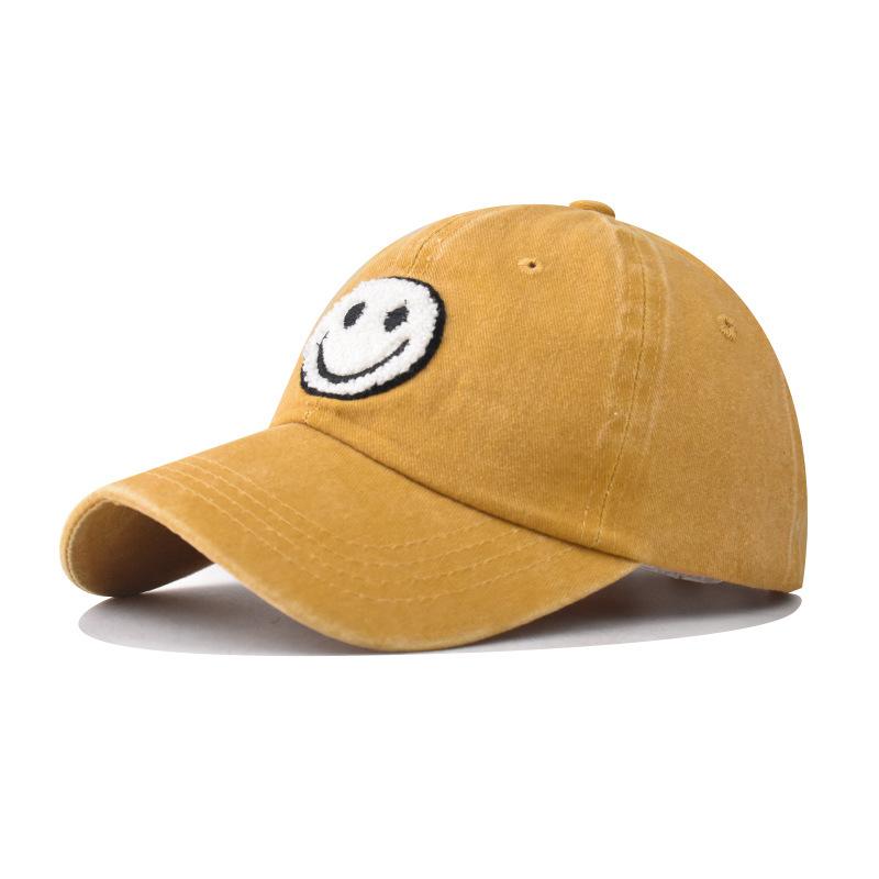 Washed and Made Old Parent-child Sticker Smiley Face Embroidered Baseball Cap Washed and Made Old Peaked Cap Classic Baseball Cap