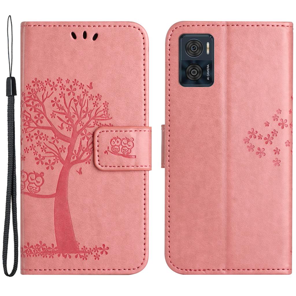 Pro Motorola Moto E14 4G/G04 4G/G04s 4G/G24 4G Pouzdro PU Kůže Kryt na Telefon Vzor Sova Strom