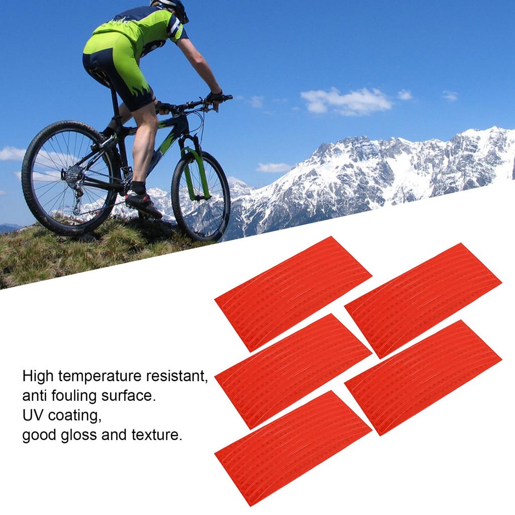5pcs/set Mountain Bike Reflective Stickers High Temperature Resistant Bicycle Wheel Rim StripesOrange