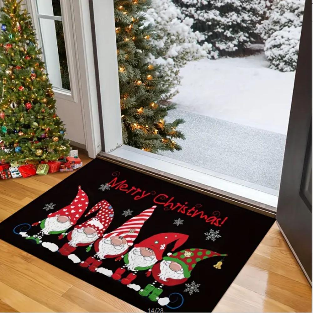 Quick Dry Xmas Non-slip Area Bath Rug Square Toilet Entrance Mud Mat Christmas Decorations
