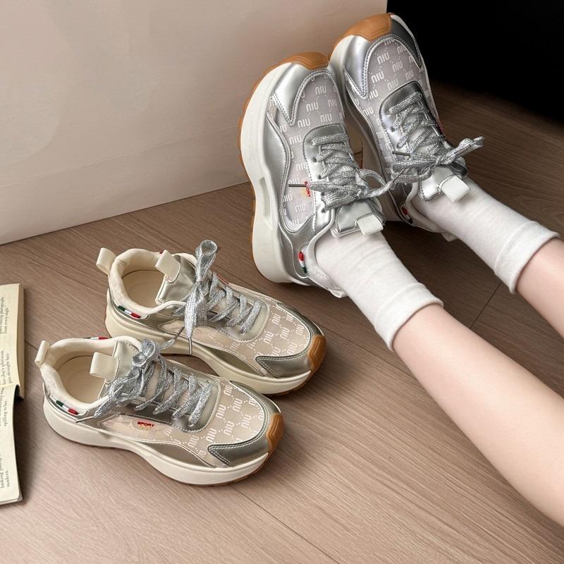 Spring and Autumn Elegant Solid Color Thick Bottom Sports and Leisure Shoes Fashion New Comfortable Women's Vulcanized Shoes