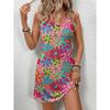 Summer Casual Colorful Floral Print Crew Neck Sleeveless Shift Dress For Women Y2k Ladies Clothes Oversized Female Clothing Tees