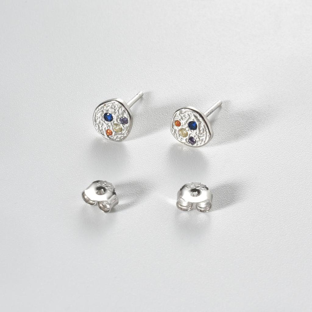 ANDYWEN 925 Sterling Silver A Pair Of Gold Faux Zircon Stud Earring Luxury Fine Jewelry For Women