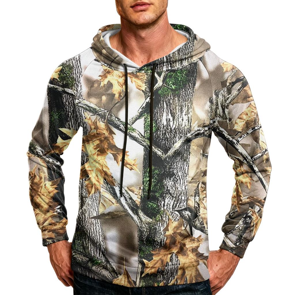 Men's Printed Loose Fit Hoodie with Pocket and Drawstring Casual Sweatshirt