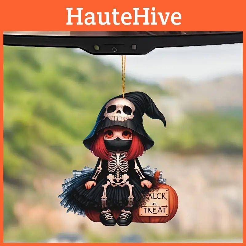 Halloween Girl Skeleton Acrylic Hanging Pendant For Seasonal Decoration Vehicle