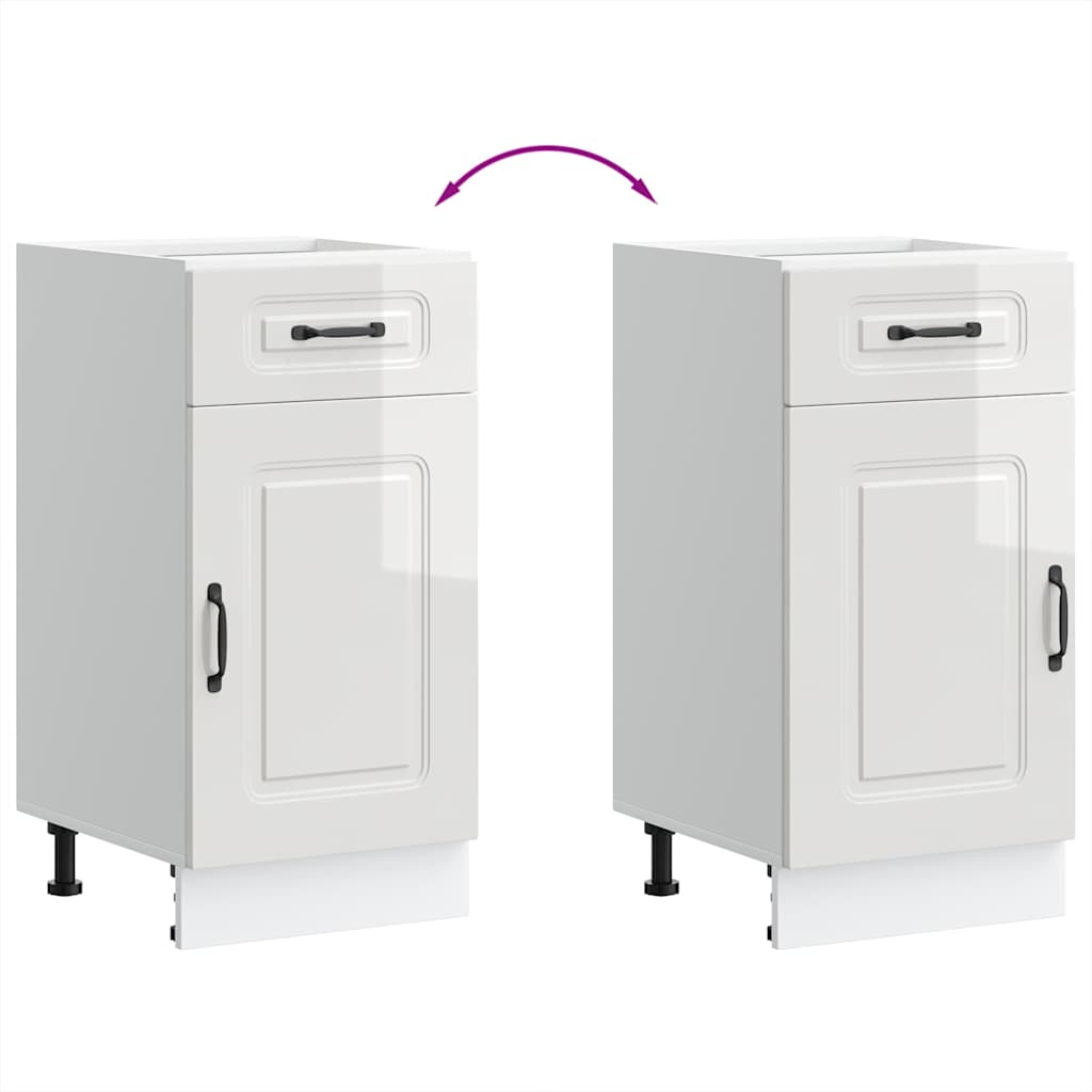 Vidaxl Kitchen Base Cabinet, Kalmar, White, Wood-based Material