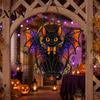 Black Cat Bat Sun Catcher Halloween Suncatcher, Stained Glass Style Acrylic Catcher, Gothic Festival Atmosphere Display Hanging Ornament for
