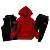 Autumn Winter Boys Tracksuit Teenager Clothes Velvet Zipper Vest Jacket + Hooded + Pant Children Set Kids 8 9 10 11 12 Year