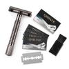 QSHAVE 8.7cm Short Handle Classic Safety Razor with 5 Blades As Gift Gunblack Epilator Weishi Straight Razor Hair Removal