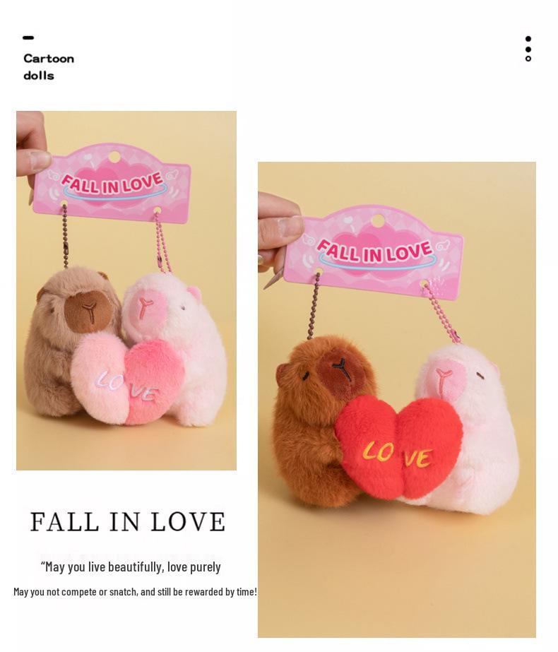 Capybara Heart Plush Bag Charm & Backpack Accessory - Perfect Couple Confession Gift for Girls