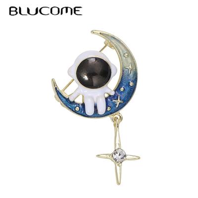 2023 neue Exquisite Schöne Cartoon Luft-Und Raumfahrt Stern Legierung Brosche Tropfen Öl Raum Mond Astronaut Mode Pin Schmuck Geschenk
