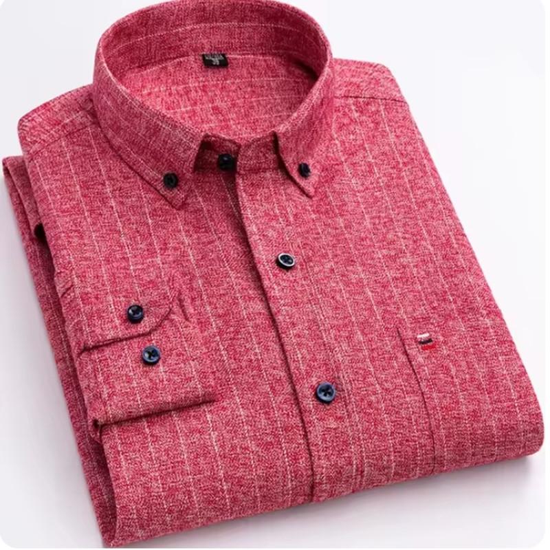 Nové Bavlněné Pánské Košile Dlouhý Rukáv Ležérní Kostkované Pruhované Měkké Regular Fit Formální Košile Společenská Halenka Pánské Oblečení 4XL 5XL 6XL
