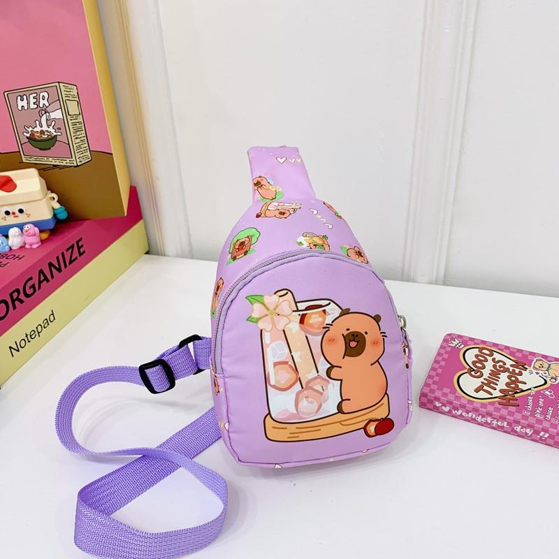 Capybara Cartoon Cute Shoulder Bag Breathable Fabric Toddlers Girl Travel Bags