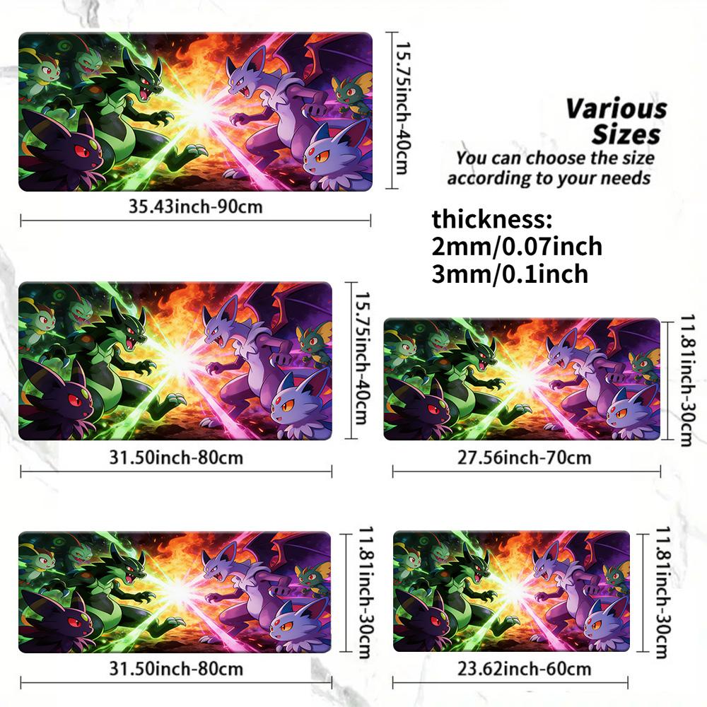 Pokemon Ash Starters Colorful Geometric Gaming Desk Mat NonSlip Washable Mouse Pad 30x80x0.2cm