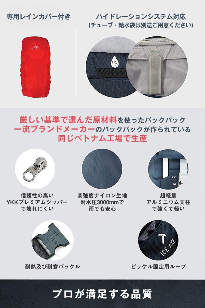 NORDKAMM 50L 10L Lightweight Waterproof with Rain Ideal for and Disaster Outdoor Activities Instruction Manual Japanese 60 Liters Backpack, +