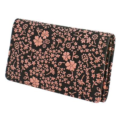 Indenya Inden Business Card Case, Large Capacity, Deerskin Leather, Black with Pink Lacquer, American Blue Pattern, 2501-51-166