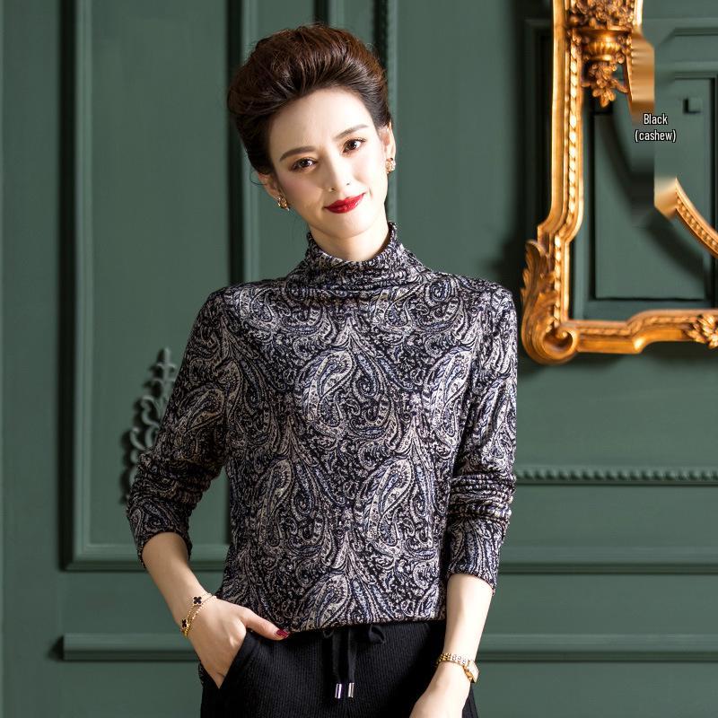 

Женский пуловер из вязаной шерсти с высоким воротом - Осенне-зимняя теплая рубашка с двойным слоем (F9016) L (40-57.5 kg)