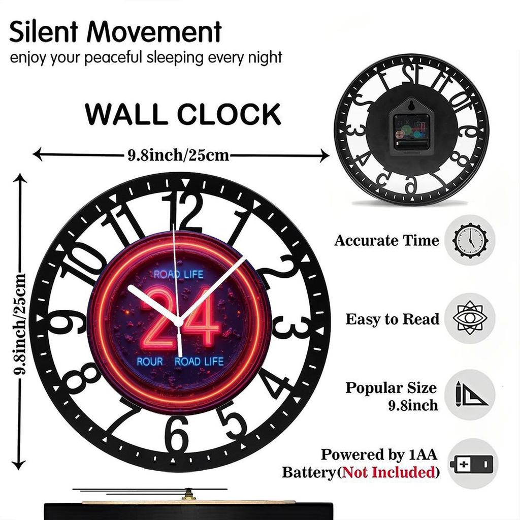25cm Circular Iron Wall Clock with a Broadcast Tower