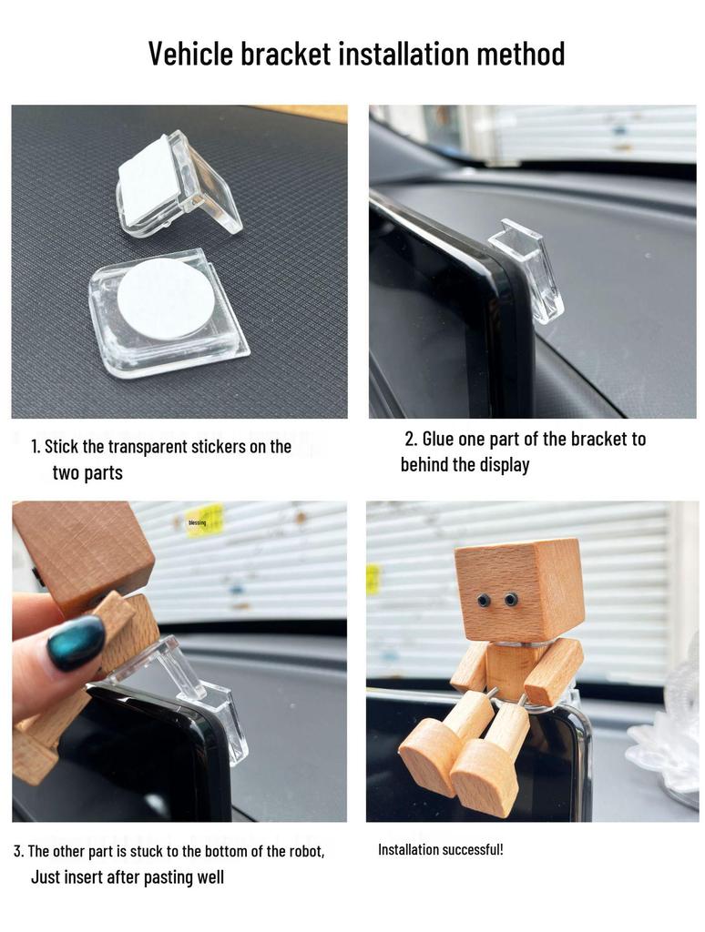 T-Shaped Head Robot Air Vent Diffuser: Wooden Leg-Shaking Car Air Freshener Ornament