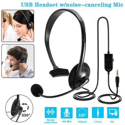 USB-Headset mit Mikrofon, Geräuschunterdrückung und Audiosteuerung, USB-Kopfhörer für Computer, Laptop, Business, Callcenter, Büro