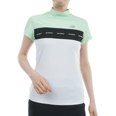 Golf Kurzarm Mock Neck Shirt zum Schweiß Schnell UV Grün x Weiß 0 [New Balance] Damen (Kühlend, Saugfähig, Trocknend, Dehnbar, Schützend) /
