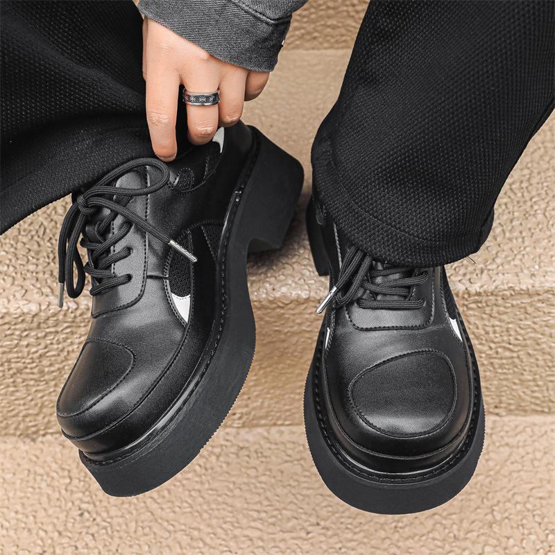 2024 new spring and autumn British style big head leather shoes men's platform height increase niche design derby shoes 60711-R