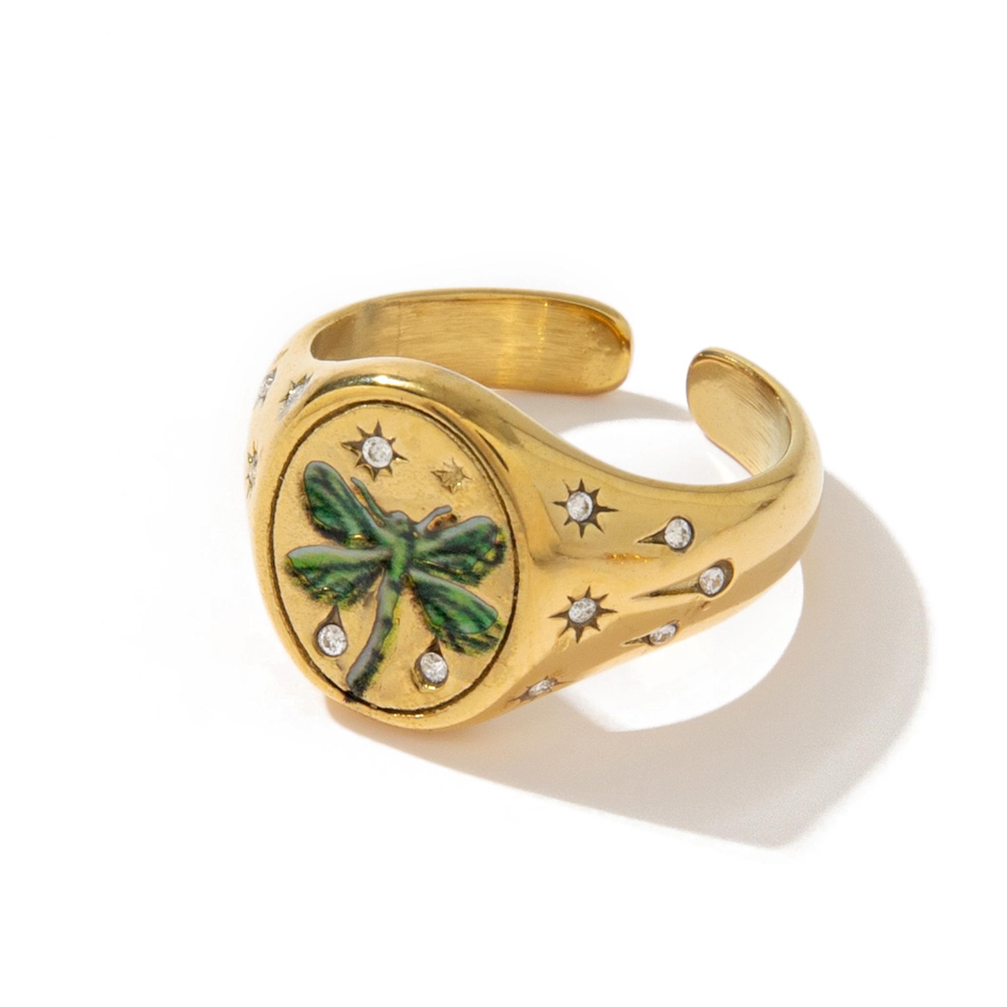 Titanium steel fashionable painted ring, butterfly heart rabbit flower, personalized design adjustable resizable