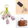 Artistic Tulips Themed Key Accessory Crafted From Leather With Elegant Bead Embellishment