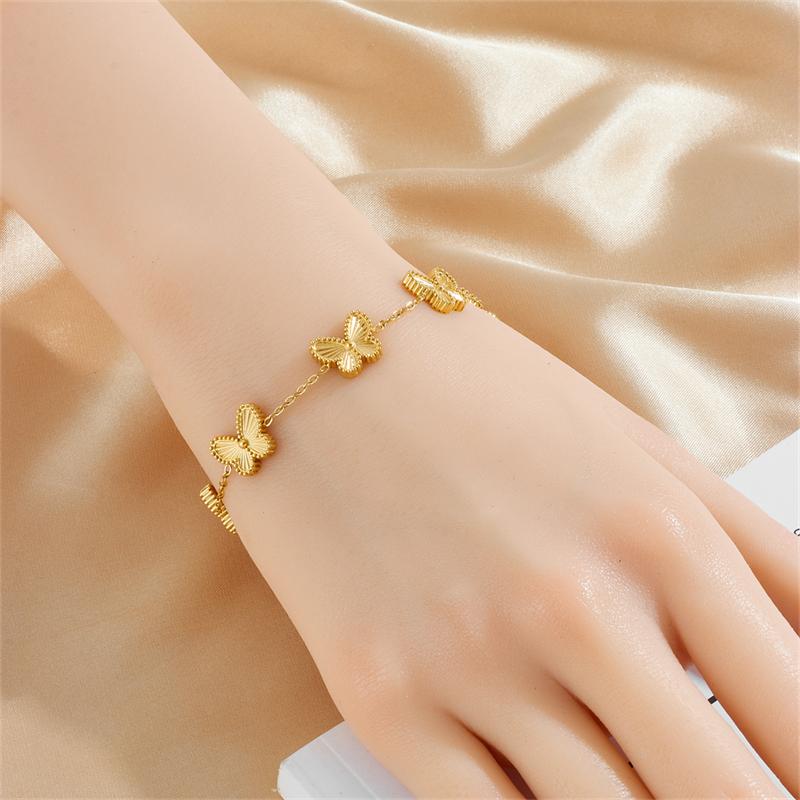 316L Stainless Steell Golden Luxury Laser Butterfly Bracelet For Women Girl New Trend Popular Hand Chain Zircon Gift
