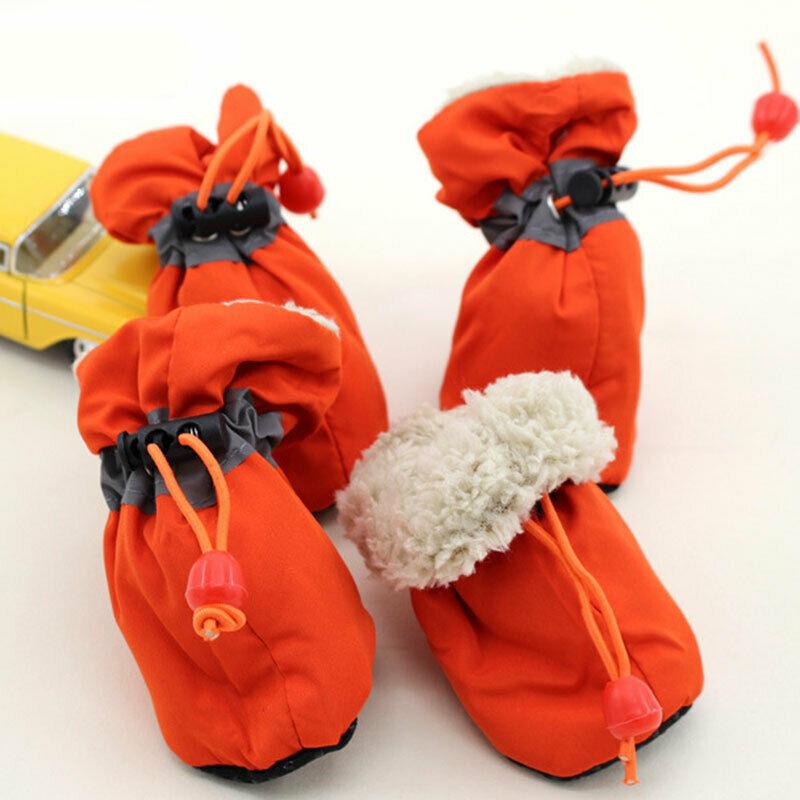4pcs/set Warm Winter Pet Dog Boots Waterproof Puppy Shoes Protective Anti-slip Apparel for Small Dog Puppy Dogs Socks Booties